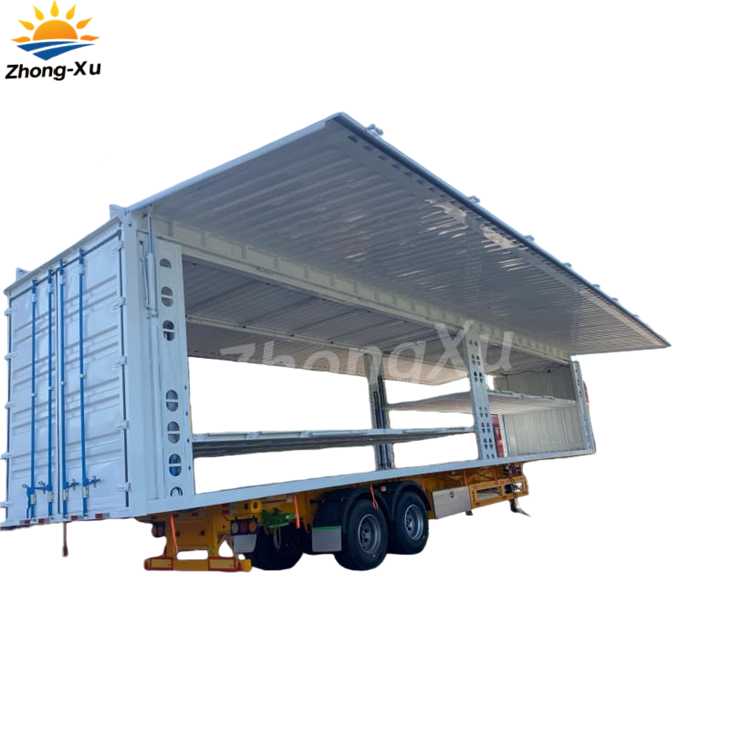2-Axle Dual-level Electric Lift Wing-opening Van Semi-trailer factory