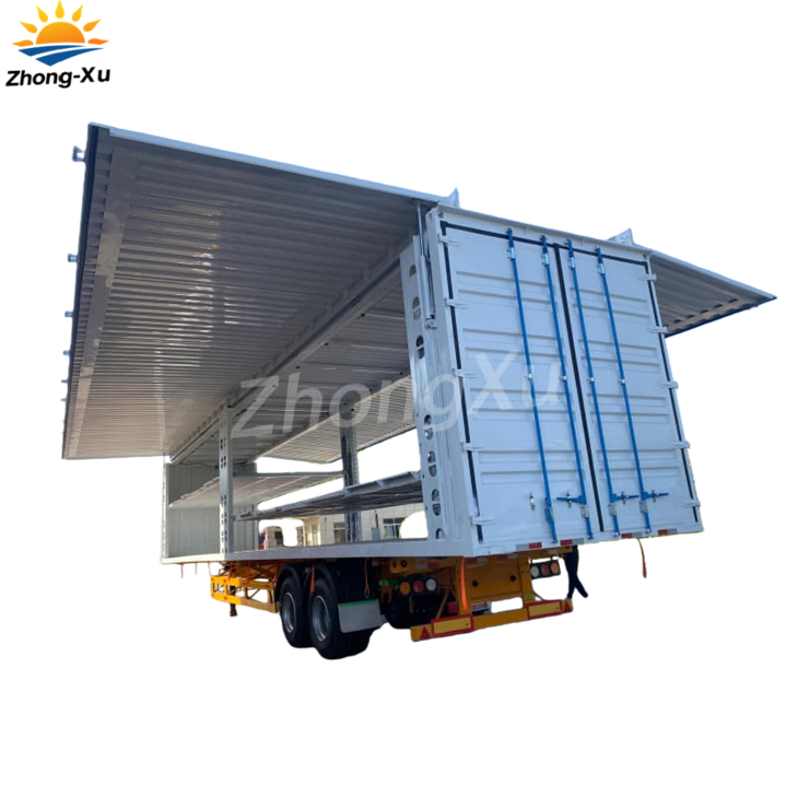 2-Axle Dual-level Electric Lift Wing-opening Van Semi-trailer suppliers